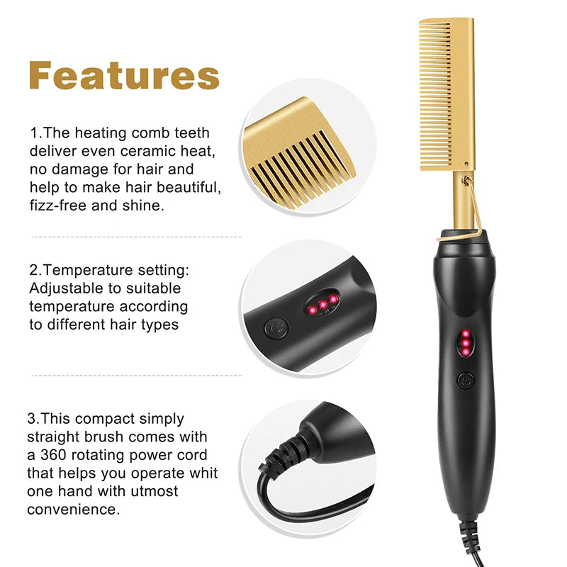 Hot comb straightener