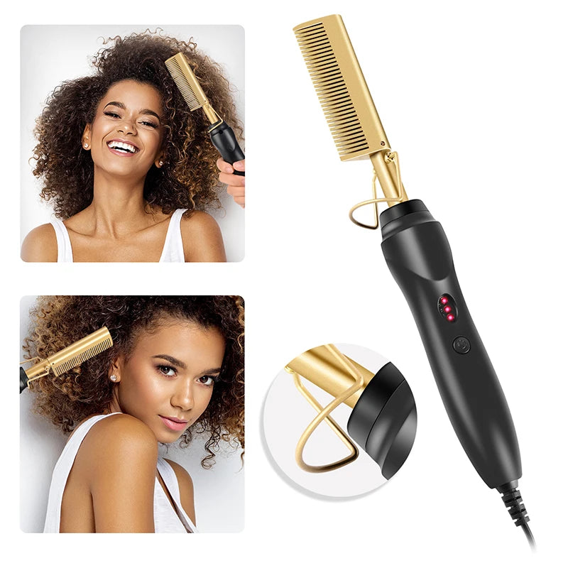 Hot comb straightener
