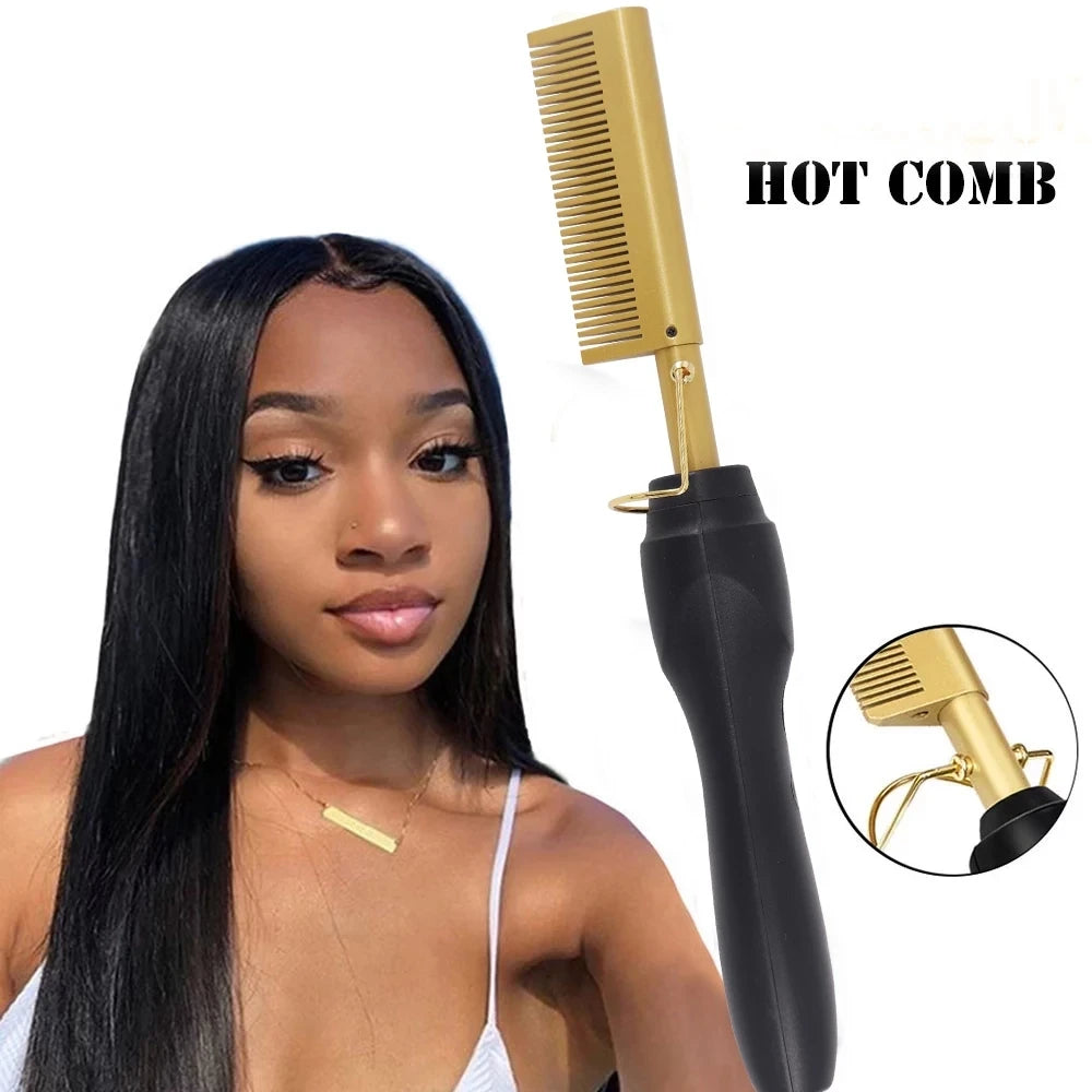 Hot comb straightener